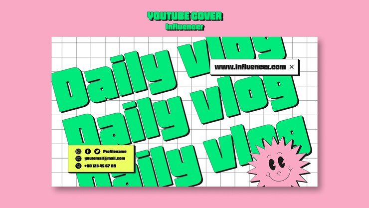 Gratis PSD omslag for retrostil influencer jobb youtube