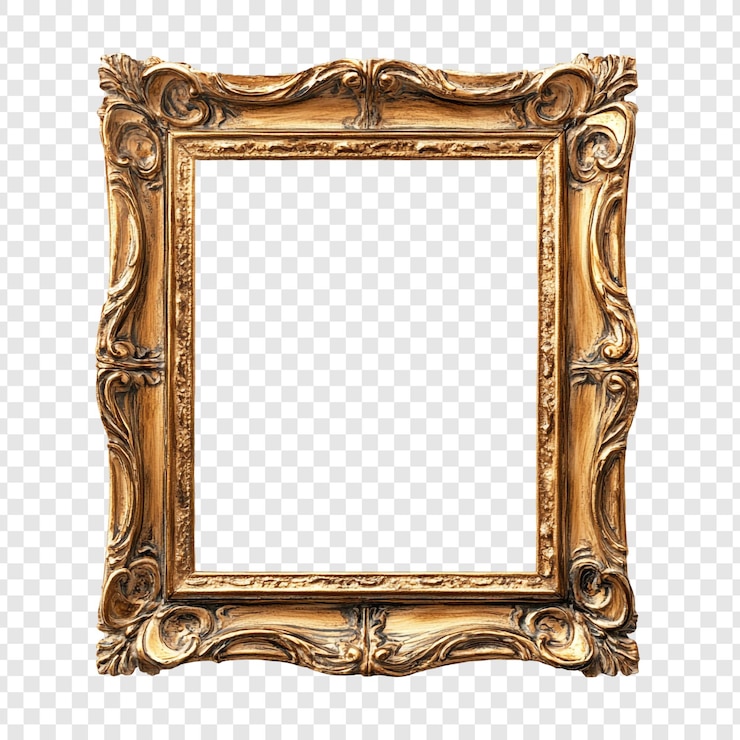 Gratis PSD ornate golden picture frame antique style classic design elegant border gilded accents empty frame ready to display artwork vintage gold frame baroque frame