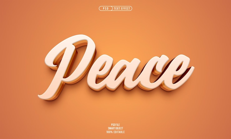 Gratis PSD peace 3d editable text effect