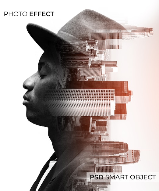 person with double exposure effect mock-up