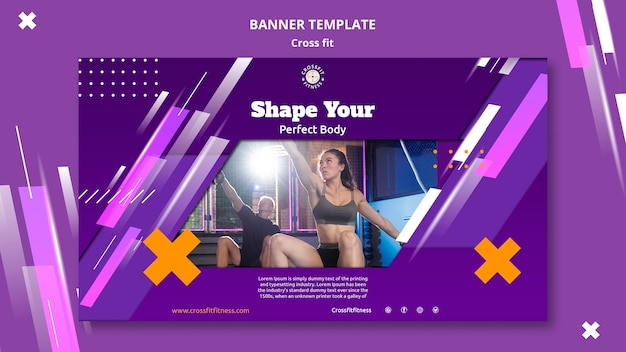 physical exercise classes horizontal banner template with geometric shapes