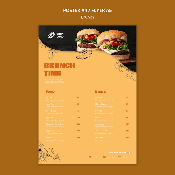 Gratis PSD plakat skabelon til brunch