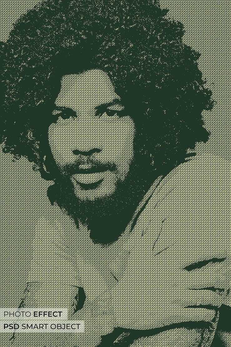 Gratis PSD portrait of person with bitmap effect