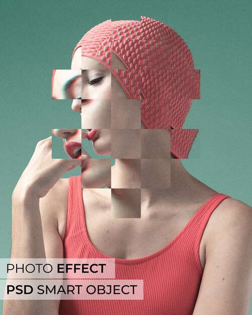 portrait of person with fragmented shapes effect