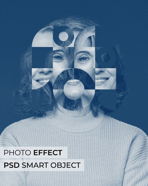 Portrait of person with fragmented shapes effect