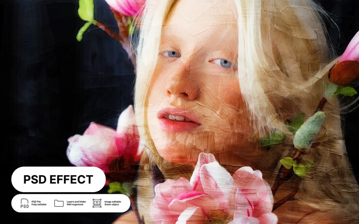 Gratis PSD portrait of person with paint photo effect