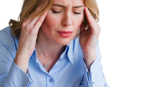 Portrait of woman with headache
