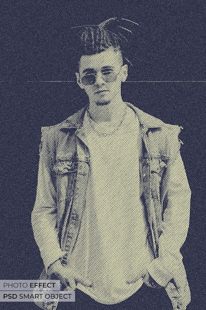Portrett av person med bitmap-effekt