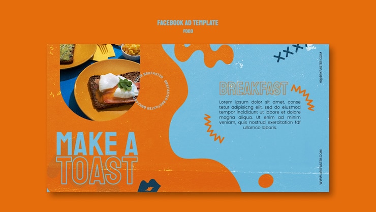 Gratis PSD promo-mal for frokostrestaurant på sosiale medier