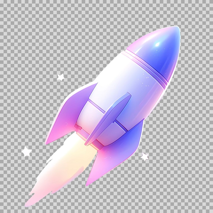Gratis PSD psd 3d render rocket ioslated on background