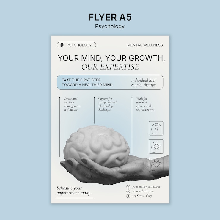 Gratis PSD psychology flyer template design