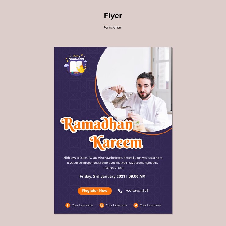 Gratis PSD ramadan flyer template with photo