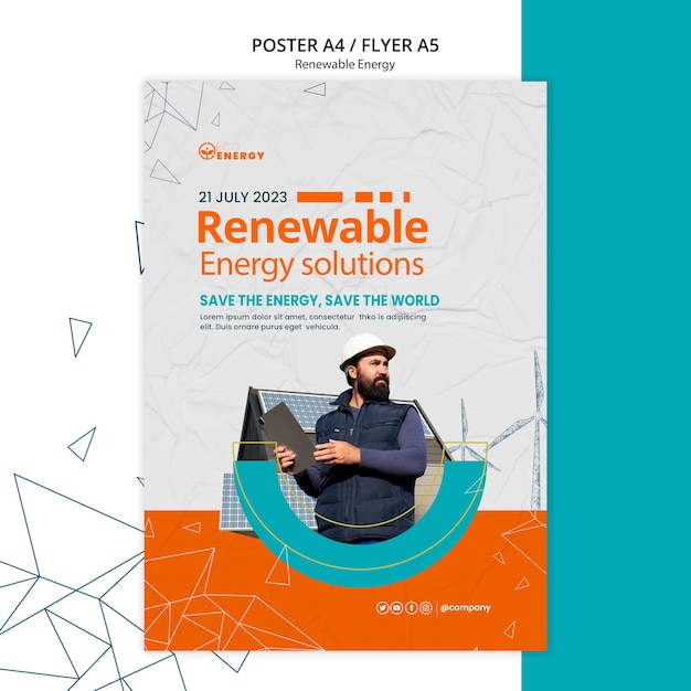 Renewable energy solution poster template