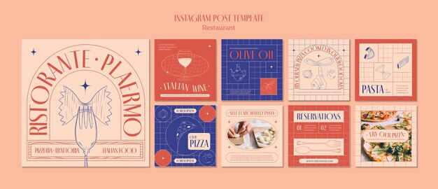 Restaurantmal i flatt design