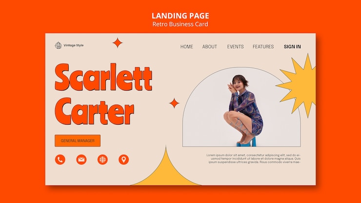 Gratis PSD retro landing page template