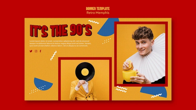 Retro memphis banner concept