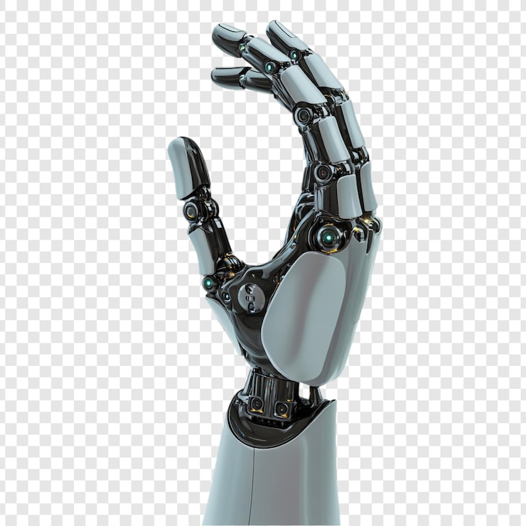 Gratis PSD robotic hand gesture a futuristic metallic design