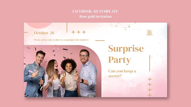 rose gold party social media promo template