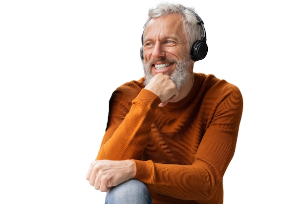 Senior man using technology