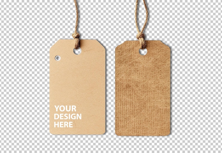 Gratis PSD shopping tags isoleret på baggrund