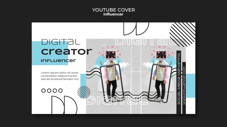 Gratis PSD skabelon med fladt design til influencers