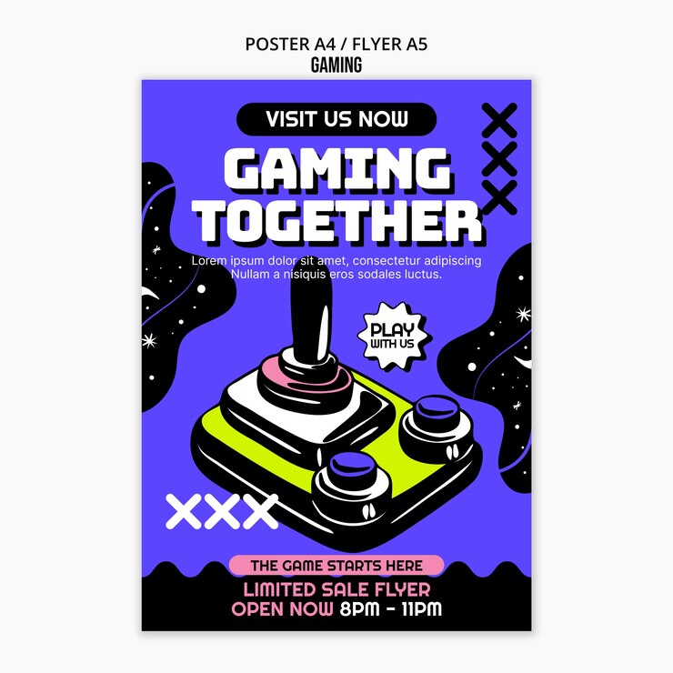Gratis PSD skabelon til retro gaming-plakat