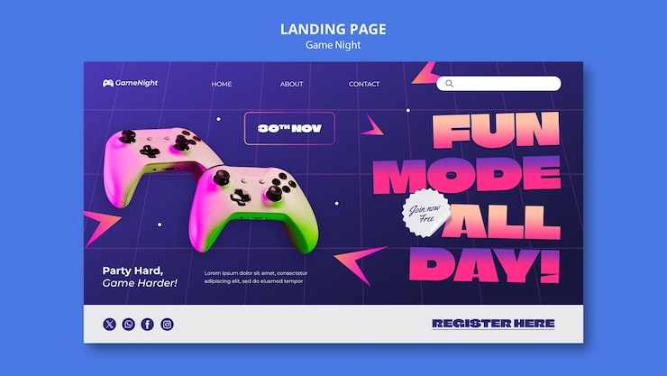 Gratis PSD skabelondesign til spilaften