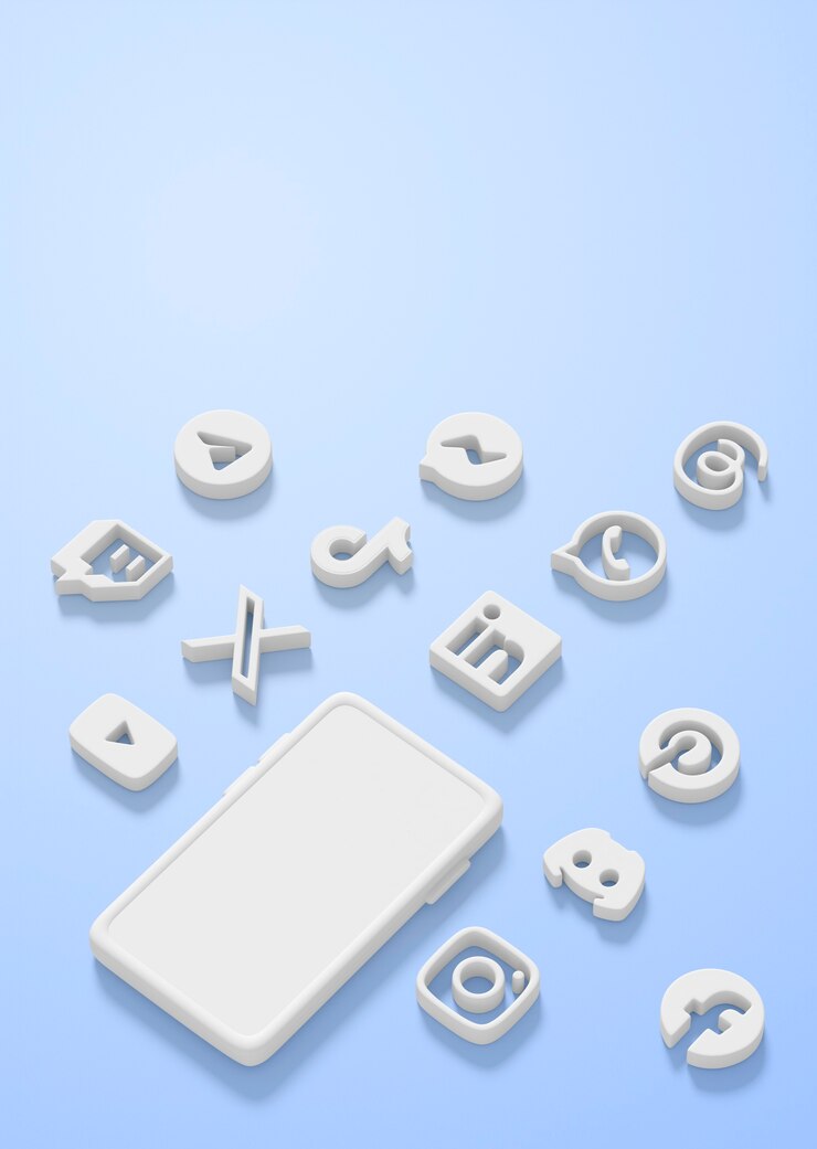 Gratis PSD social media icons on smartphone