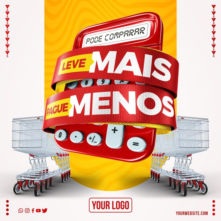 Gratis PSD social media supermarket calculator take more pay less for great deals in brazil