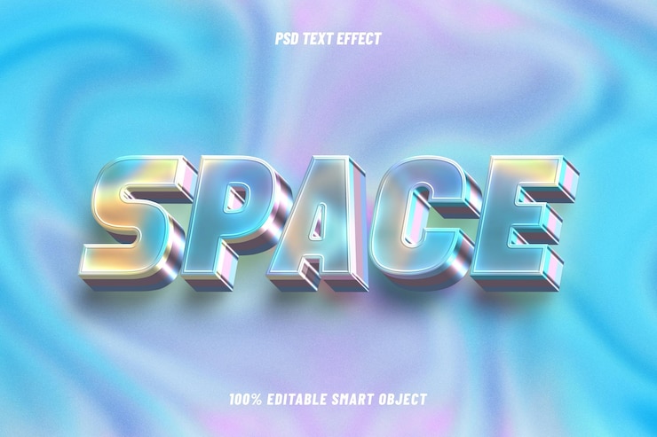 Gratis PSD space holographic style editable text effect
