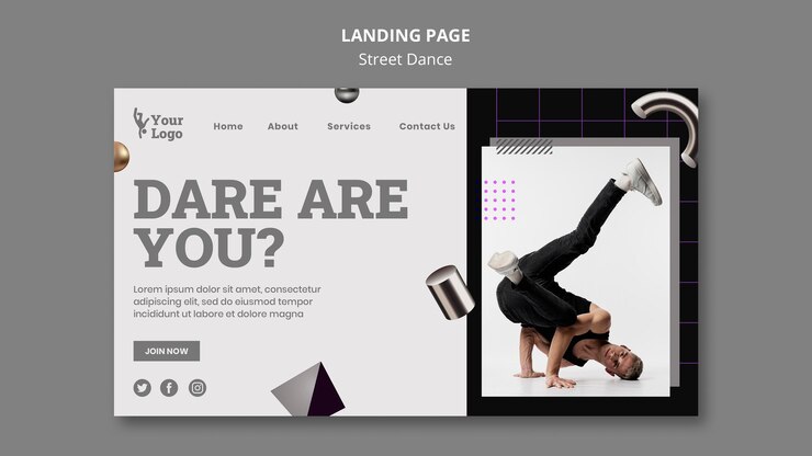 Gratis PSD street dance landing page template
