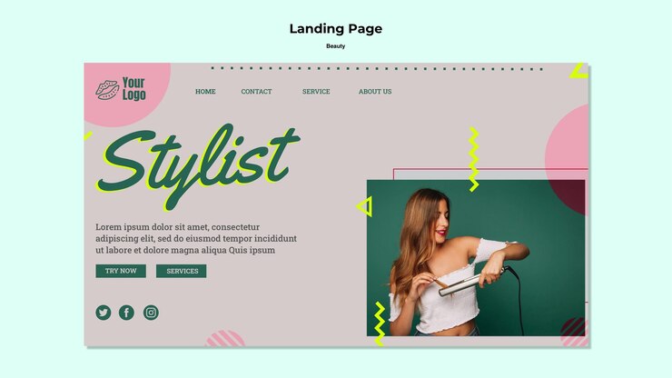 Gratis PSD stylist landing page web template