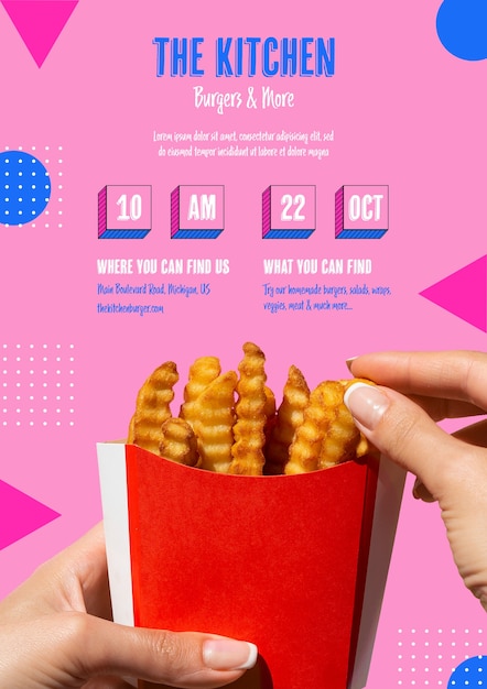 Tasty french fries in paper bag