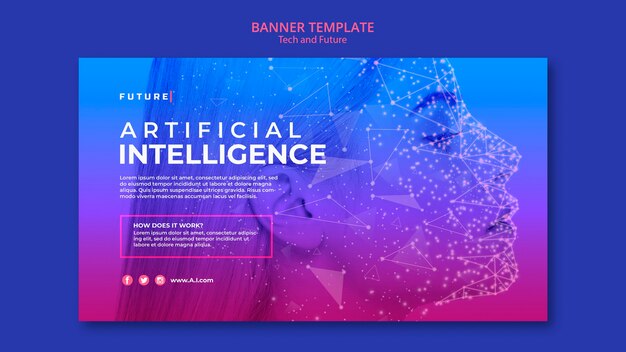 Tech and future concept banner template with picture