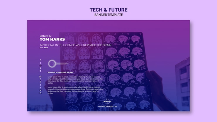 Gratis PSD tech & future concept banner template mock-up