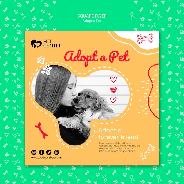 Template with adopt a pet flyer theme