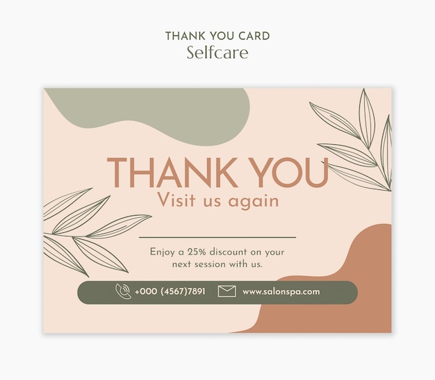 Thank you card for selfcare with a discount