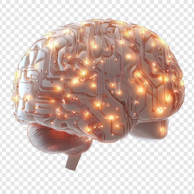 The Digital Brain A futuristic representation of the human brain as a circuit board showcasing the intricate network of neural pathways