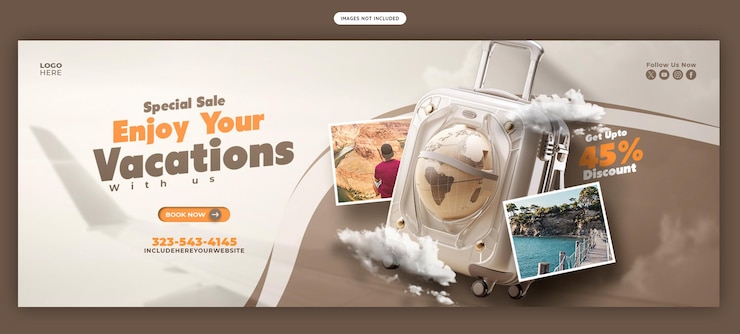 Gratis PSD travel and tourism facebook cover banner template