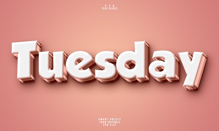 Gratis PSD tuesday 3d editable text effect