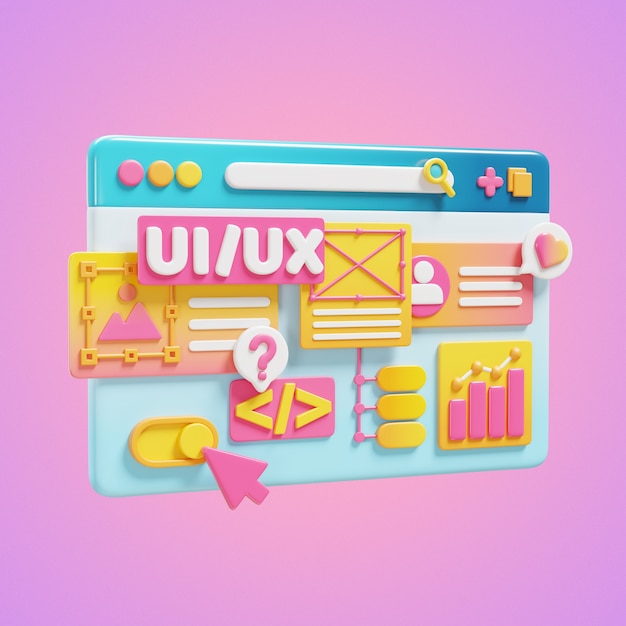 Ui/ux web design concept with coding and website development