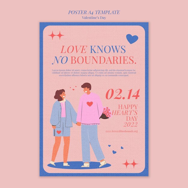 Valentinsposter-mal med papirtekstur for valentinsdagen