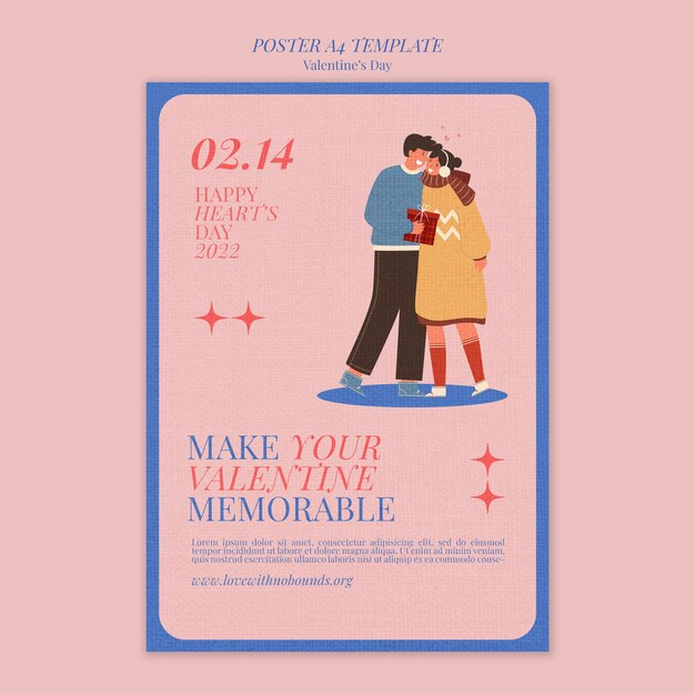 Valentinsposter-mal med papirtekstur for valentinsdagen