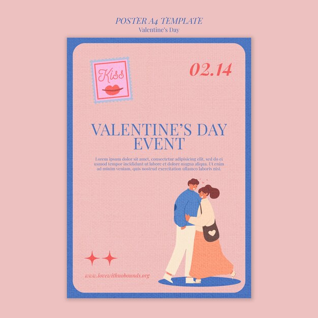 Valentinsposter-mal med papirtekstur for valentinsdagen