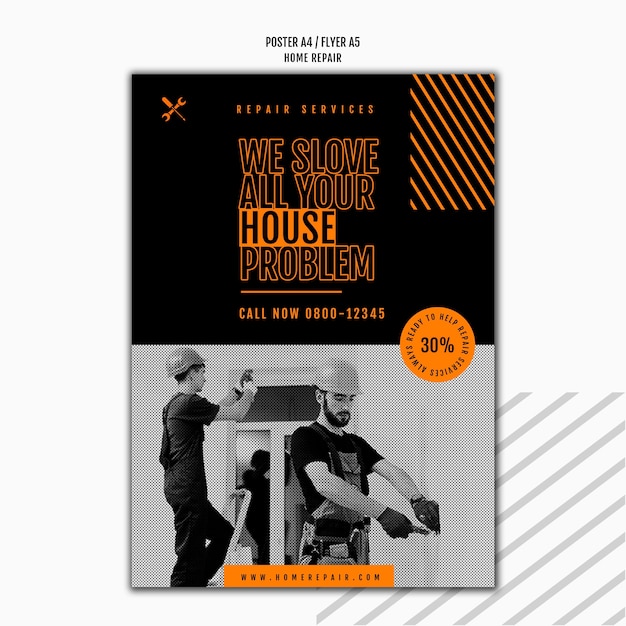 Vertical flyer for house repair company