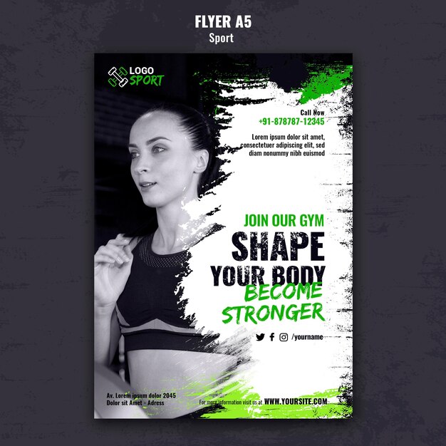 vertical flyer template for exercise and gym training