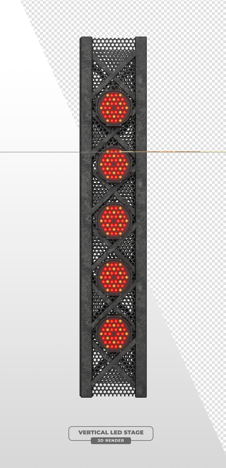 Gratis PSD vertical led stage with red lights 3d render