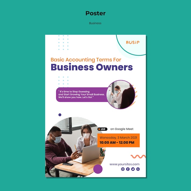 Vertical poster for webinar and business startup