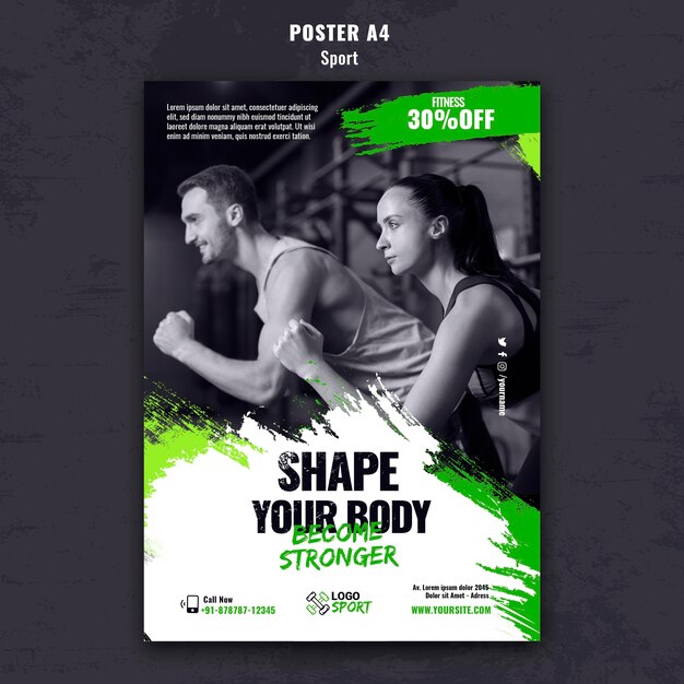 vertical poster template for exercise and gym training