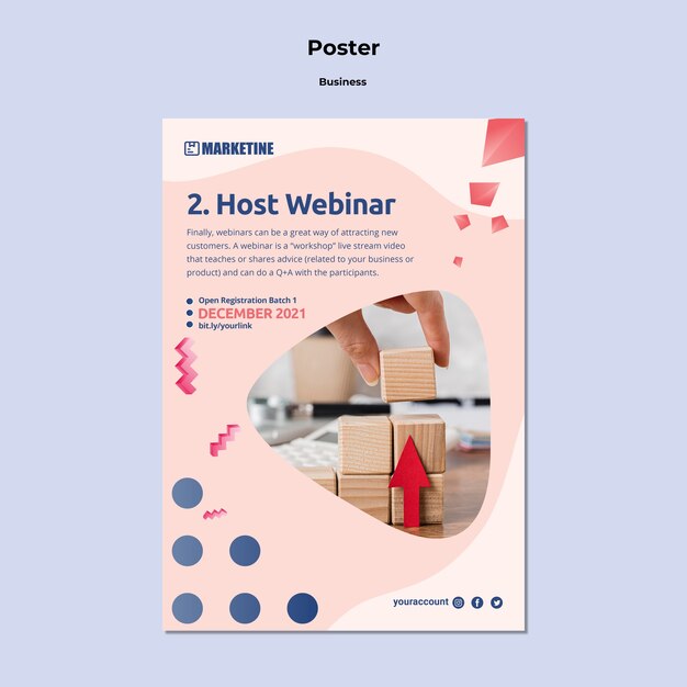 vertical poster template for marketing business with geometric shapes